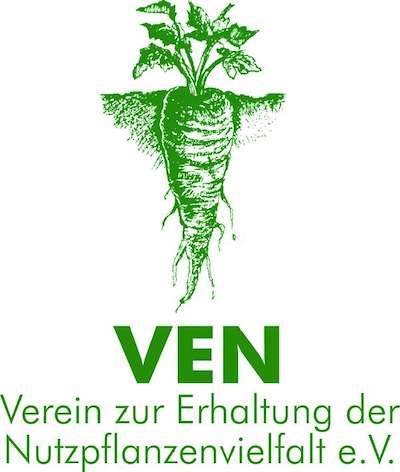 Logo VEN - Verein zur Erhaltung der Nutzpflanzenvielfalt e.V. - eine gezeichnete Rübe in der Erde.